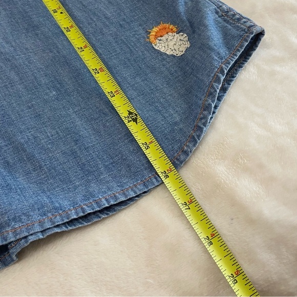 LUCKY BRAND / Embroidered Chambray Western Shirt Long Sleeve Button Down Size M - Picture 13 of 14